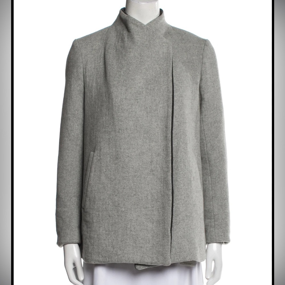 🔥 Theory Naomo Hi Neck Gray Wool Coat
